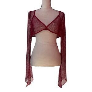 NWT Dolls Kill Widow Red Fishnet Shrug / Bolero